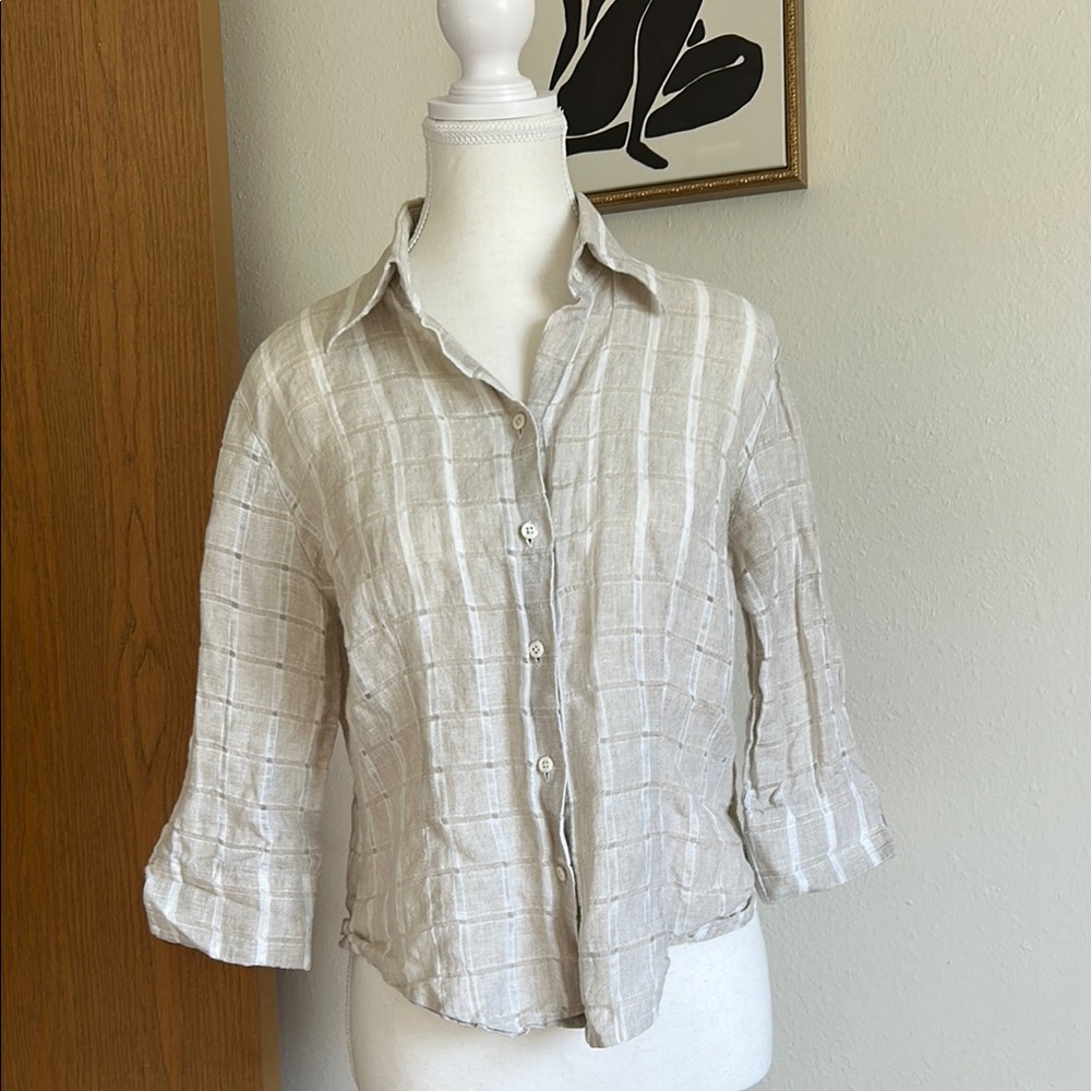 Alain Figaret Button Down 100% Linen Blouse